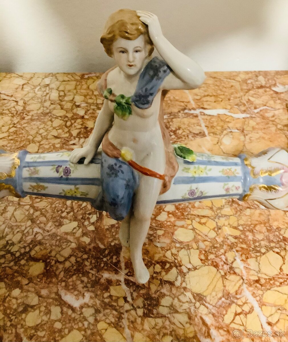 Staré porcelánové stolní zrcadlo Německo - 4