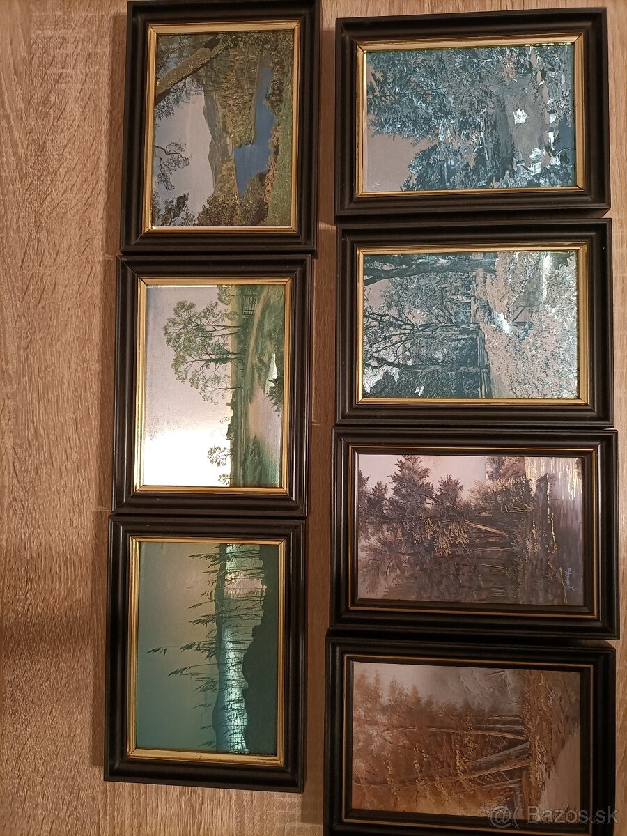 Predám poličku s keramikou a obrázkami - 4