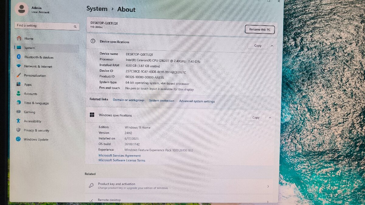 HP 110-300nc - Celeron, 4GB RAM, 250GB HDD - 4