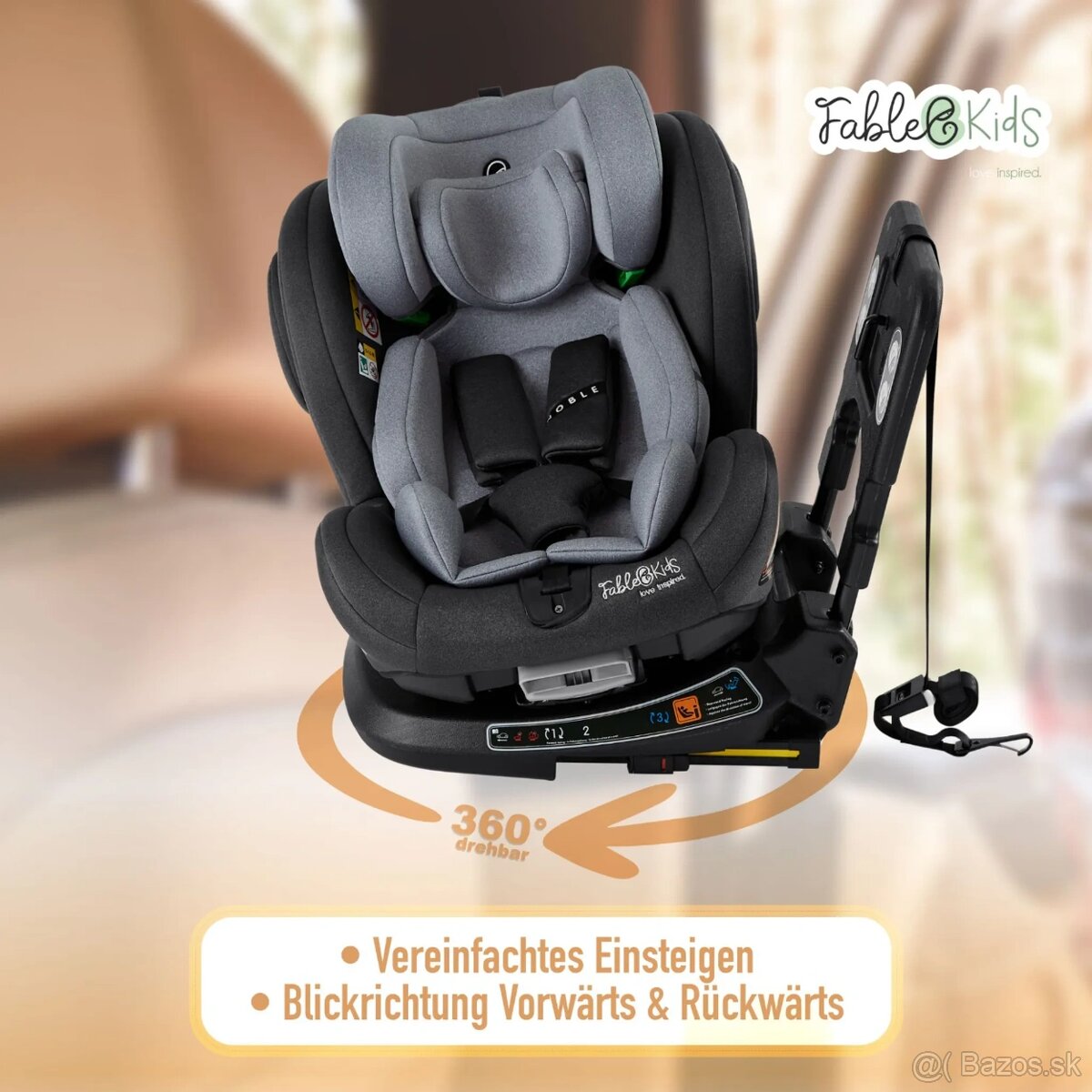 FableKids NOBLE šedá | Isofix, otočná o 360°, i - 4