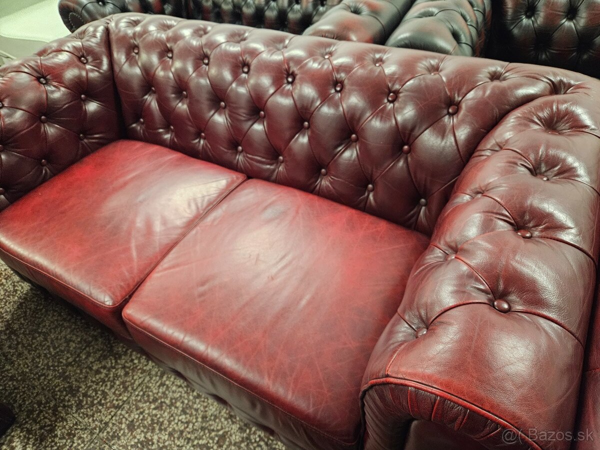 CHESTERFIELD ŠTÝL,KOŽENÁ SEDAČKA 3+2+1,NEROZŤAHOVACIA - 4