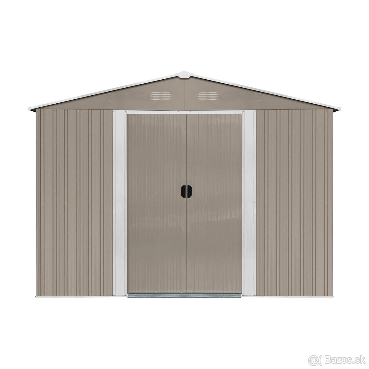 Záhradný domček kovový 3 x 3,7 m so sedlovou strechou hnedý - 4
