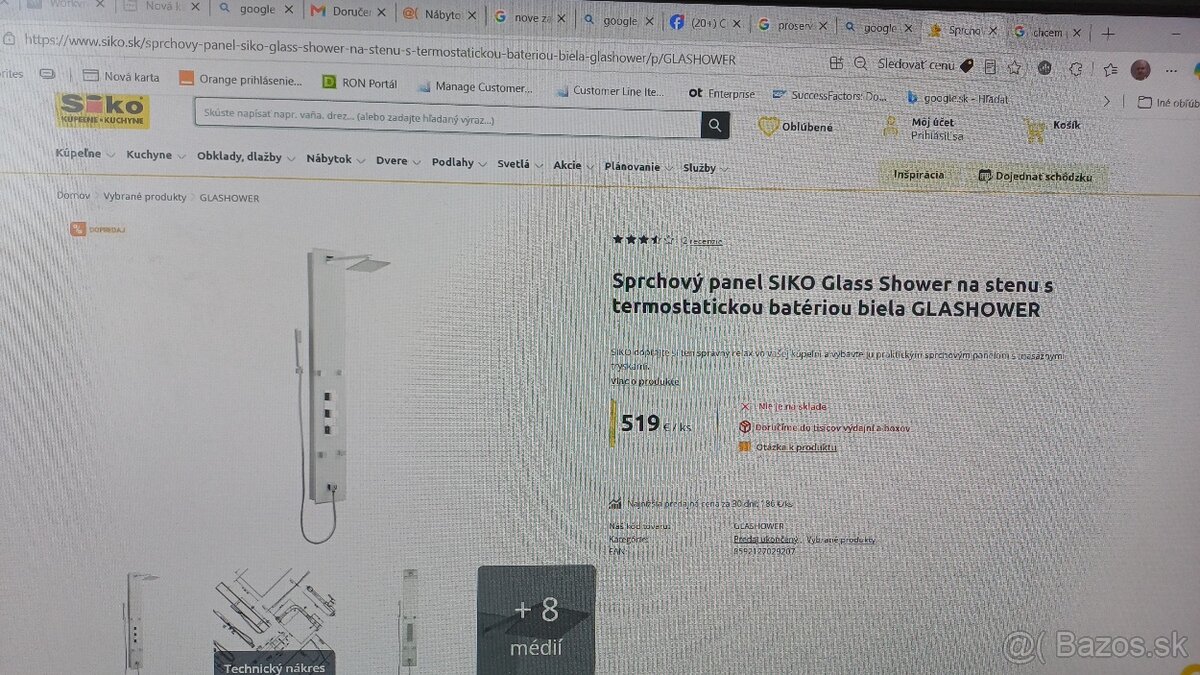 Sprchovy panel SIKO Glasshower - 4