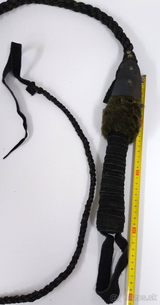 Pletený kožený bič - ručná práca - starý - 4