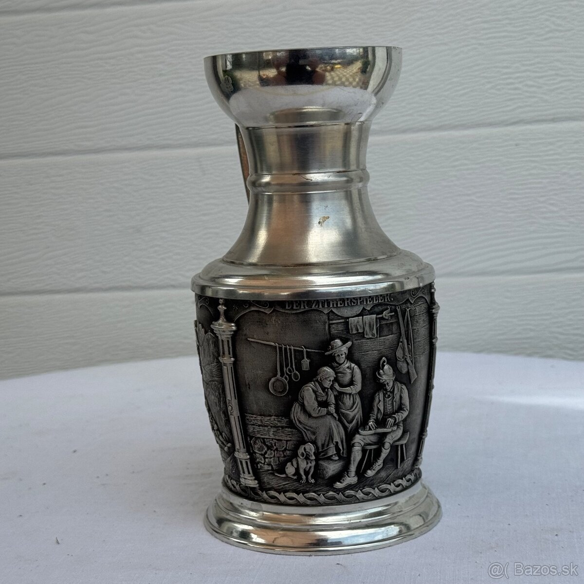 Pěkný cínový džbánek s vesnickými motivy - 4