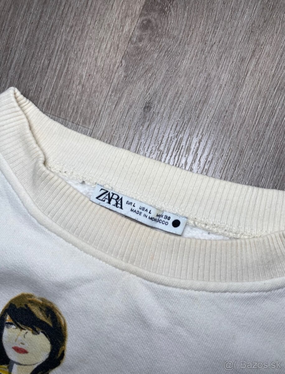 Béžová mikina ZARA s potlačou – veľ. L - 4