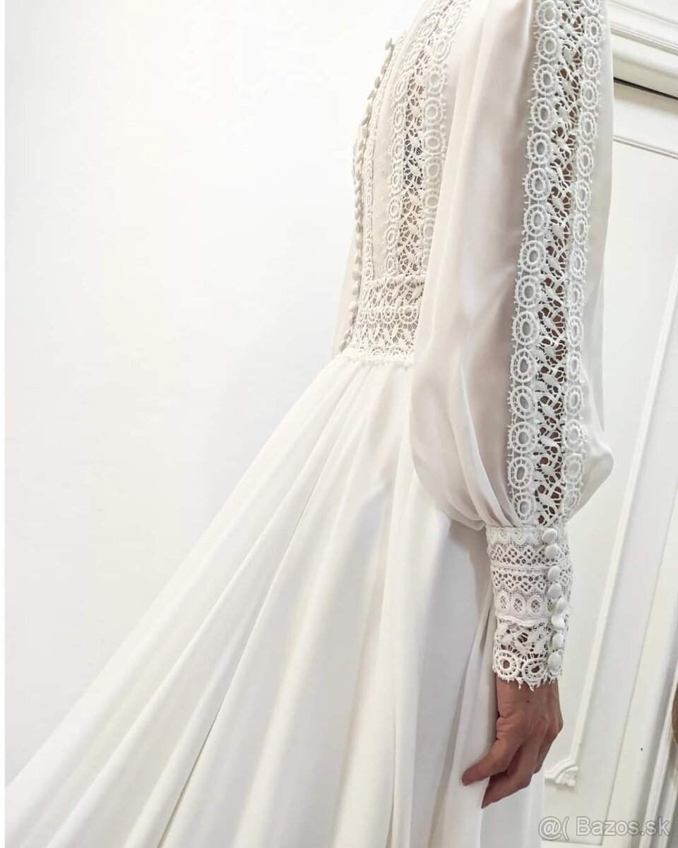 Predám svadobné šaty veľ. S - 166cm/53kg - 4