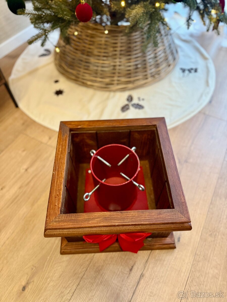 Vianoce - podstavec pod stromček, drevo, mašľa - 4