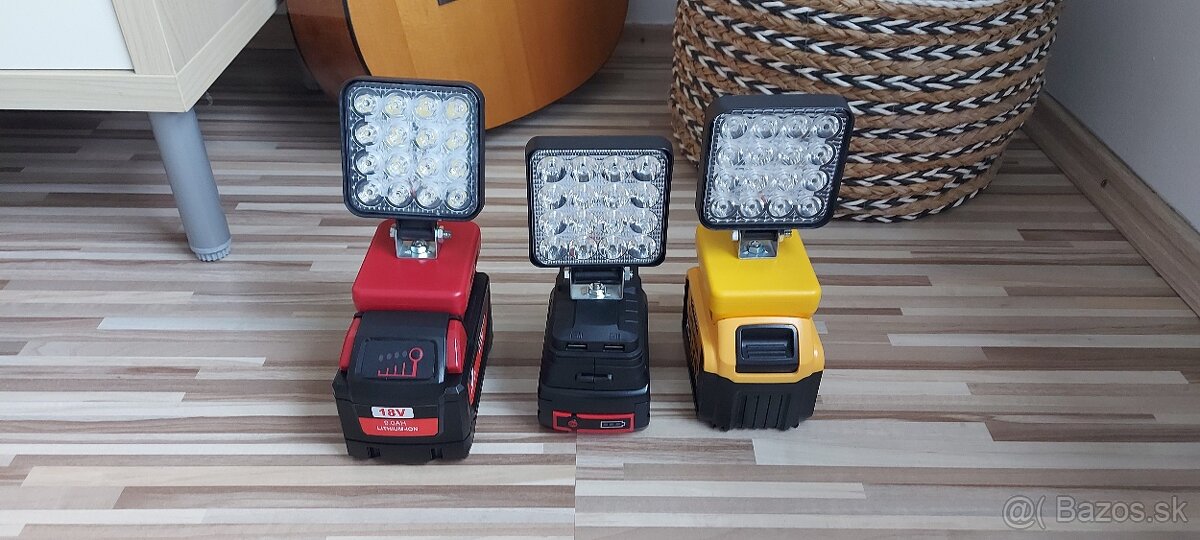 Svietidlo Aku DeWALT+Milwaake+Bosch18V+2xUSB s nabíjaním USB - 4