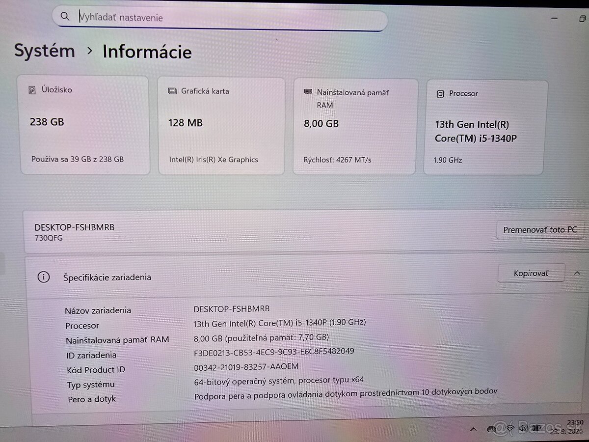 Otocny a dotykovy OLED Samsung Galaxy Book 3 360 s 8gb ram i - 4