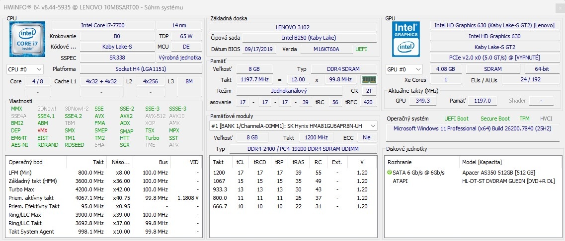 WIN 11PRO, Intel i7 7700, 8GB RAM DDR4, - 4