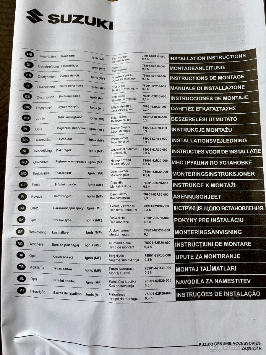 Originál strešný nosič Suzuki Ignis,Swift - 4