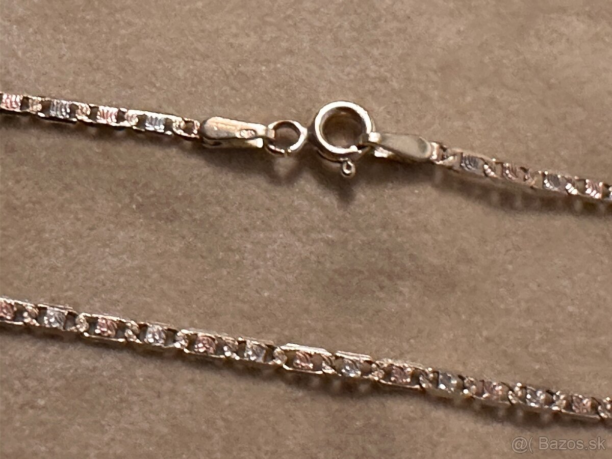 Krátka zlata retiazka trojfarebna 14kt zlato - 4