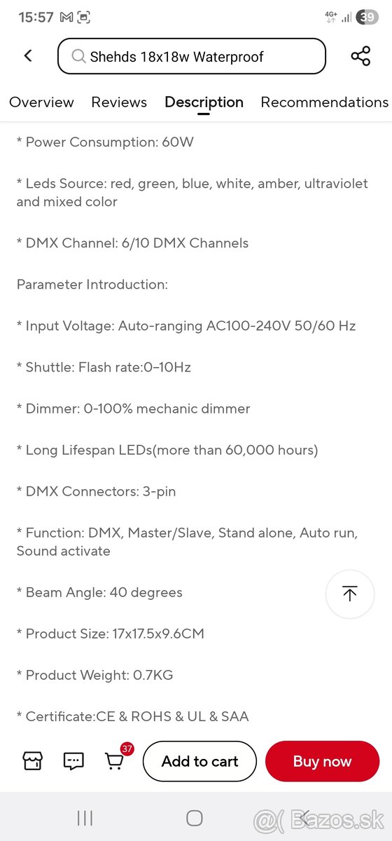 Led PAR RGBWAUV 7X18W - 4