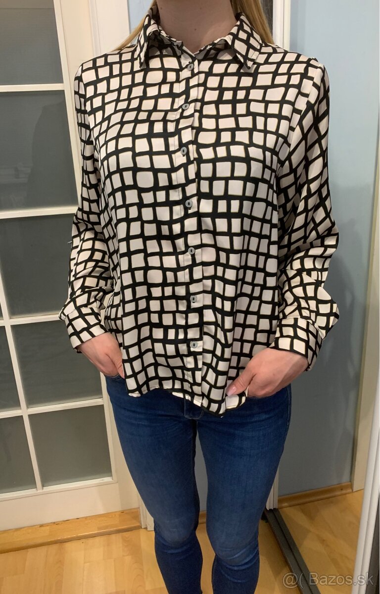 Béžovo čierna blúzka - 4