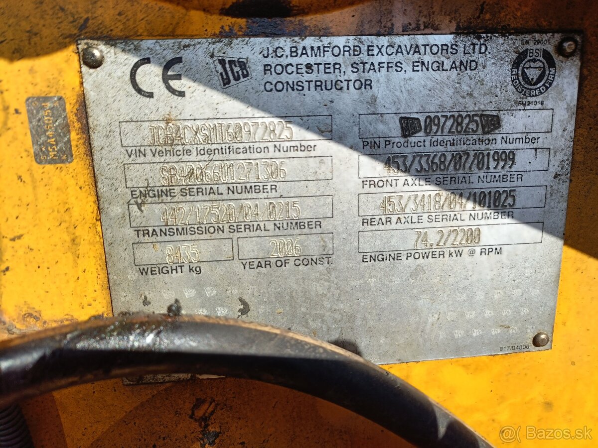 JCB 4cx, torloque, ŠPZ - 4