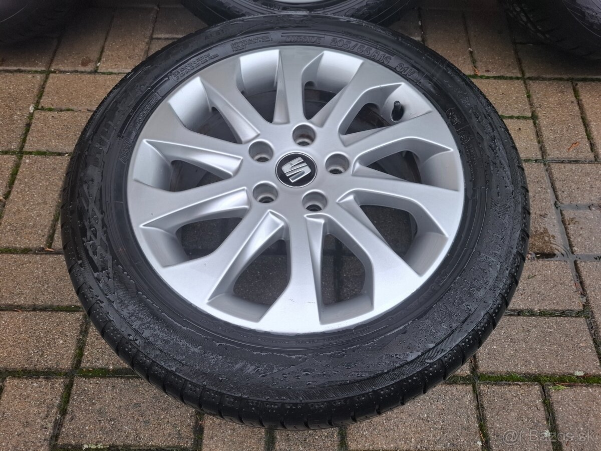 Alu disky 5x112 R16 Seat + 205/55 R16 letné pneumatiky - 4