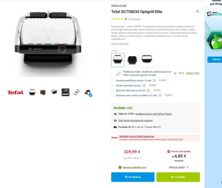 Tefal Optigril Elite GC750D30, nový, nepoužitý, top cena - 4