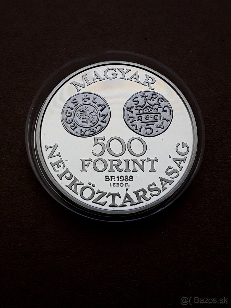 Minca 500 Forint 1988 proof, striebro - 4