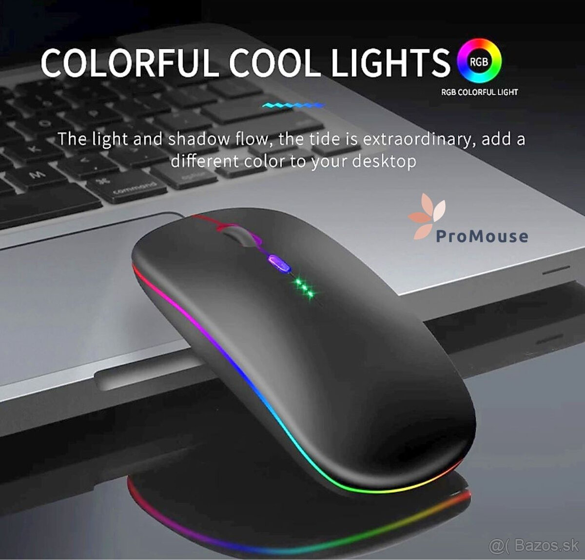 LED bezdrôtová myš s podložkou - sivá - 4