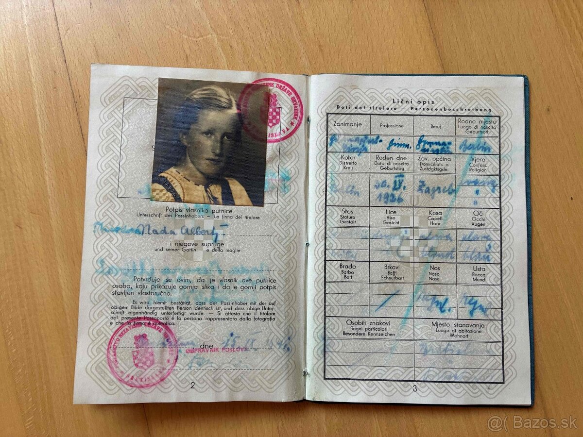 Chorvátsky veľvyslanecký pas z vojny - 4