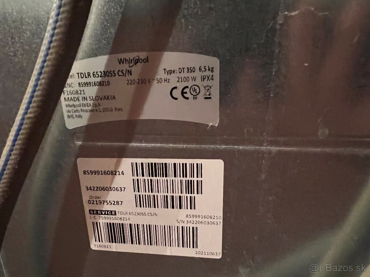 Práčka Whirlpool TDLR 65230SS CS/N biela - 4