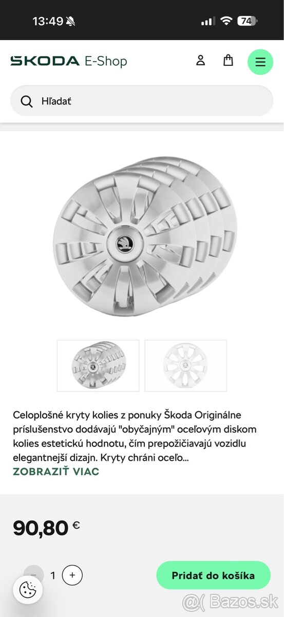 ORIGINÁL ŠKODA PUKLICE R16 4 KS - 4