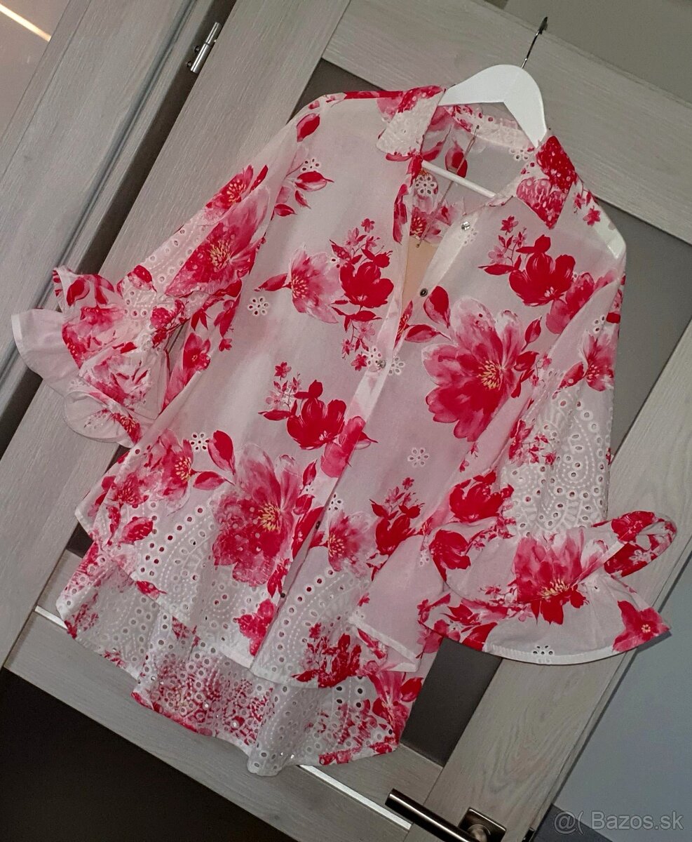 Bavlnená blúzka s madeirou - 4