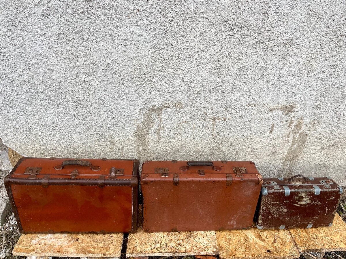 Starožitný starý retro cestovný kufor - 1ks - 4