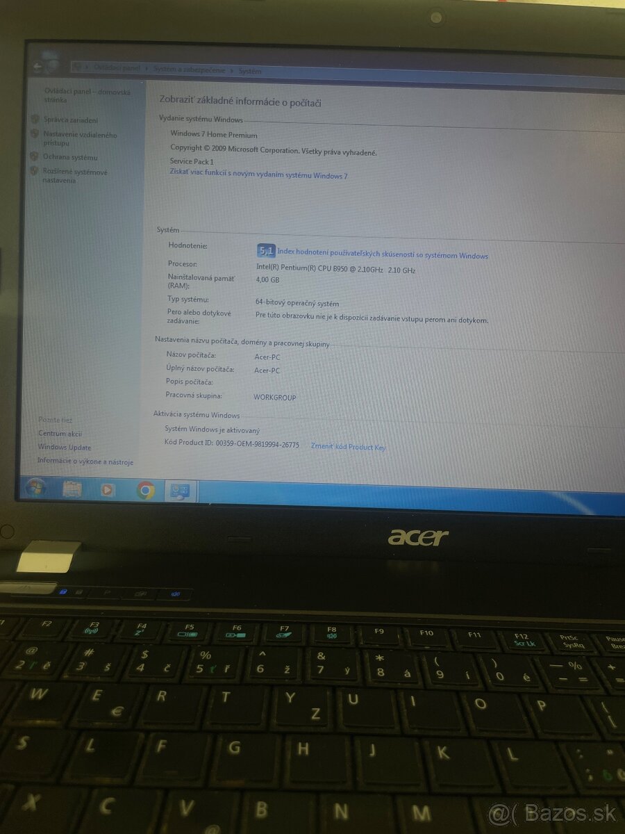 Acer Notebook - 5760ZG / 4GB RAM / 120GB SSD / Win 7 - 4