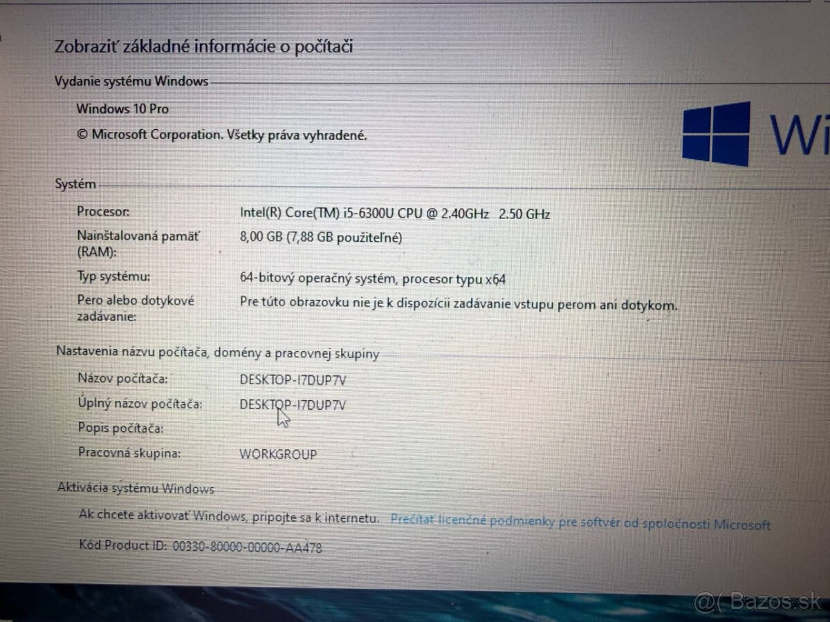 Predám nekompletný notebook Lenovo T470 na diely alebo doskl - 4
