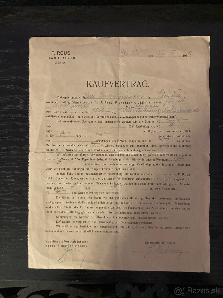 Klavírne krídlo zn.Rous (ČSR - Jičín ) - 4