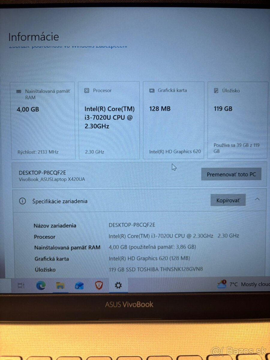 Ľahučký ASUS VivoBook 14 (X420U) i3-7020U - 4