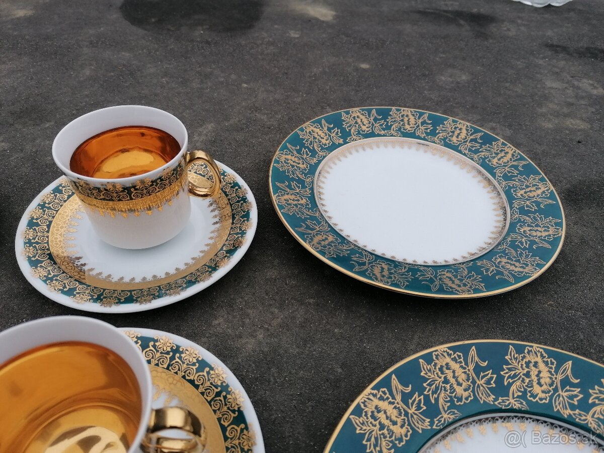Predám zlato-tyrkysová porcelánová sada - 4