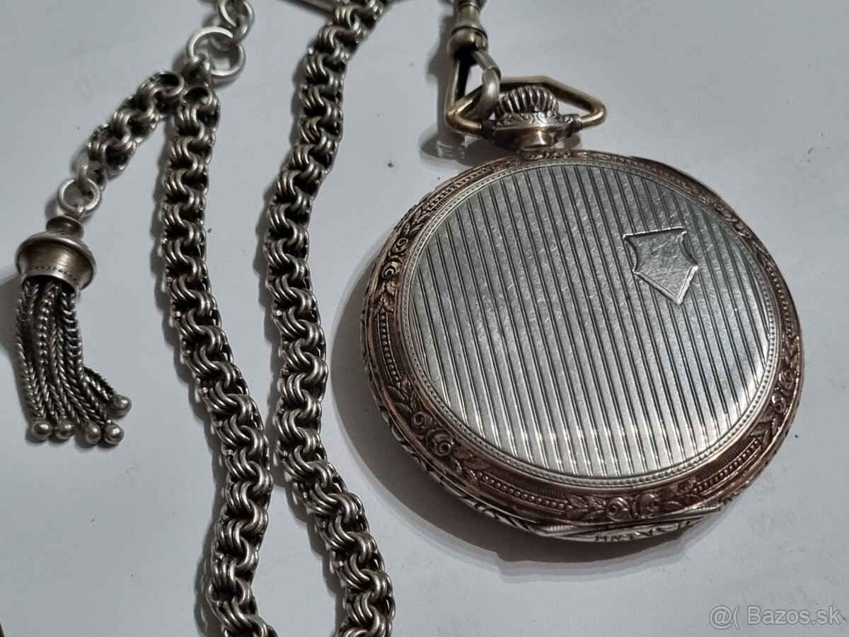 Strieborné, vreckové hodinky,Lanco. - 4