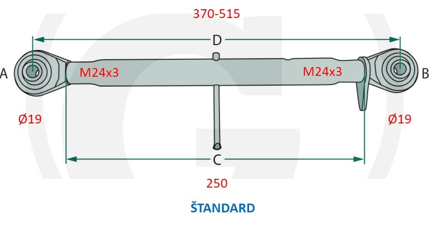 Tretí bod, tiahlo, vzpera 19mm oko - 4