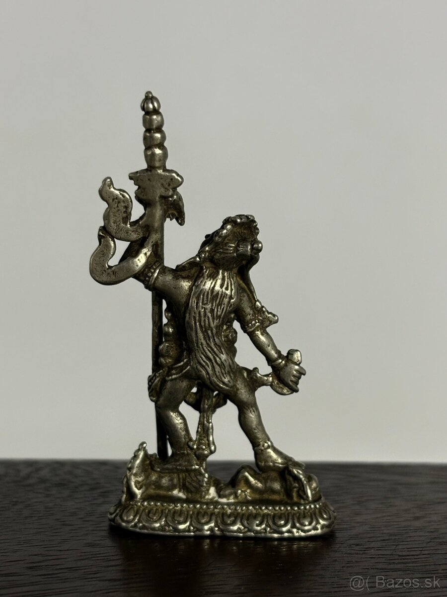 4 starožitné Tibetské bronzové sošky na originálnom drevenom - 4