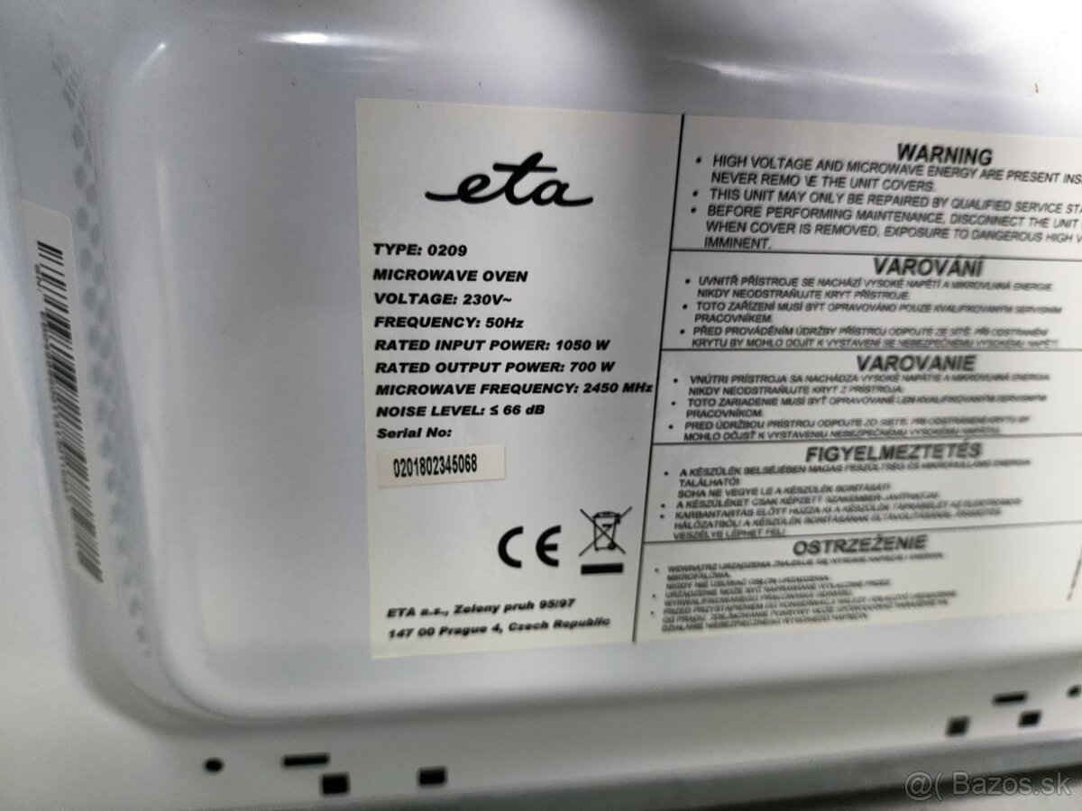 Mikrovlnná rúra ETA 0209 – 700 W, plne funkčná - 4