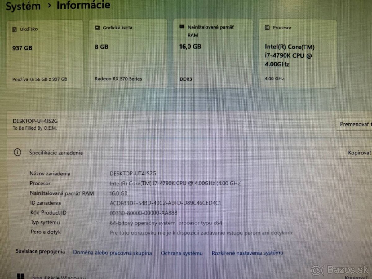 Herný počítač i7-4790K / 16 GB / RX 570 8 GB / SSD + HDD - 4