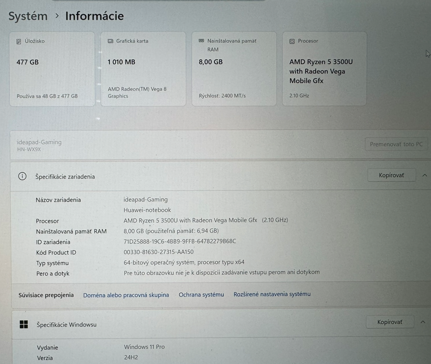 Predám HUAWEI Matebook 13 - 4