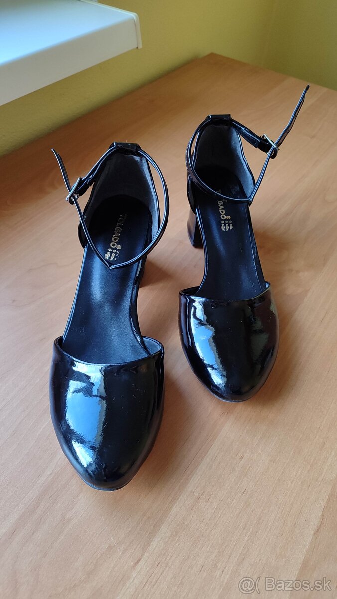 NOVÉ Čierne lakované lodičky, veľ. 37 - 4