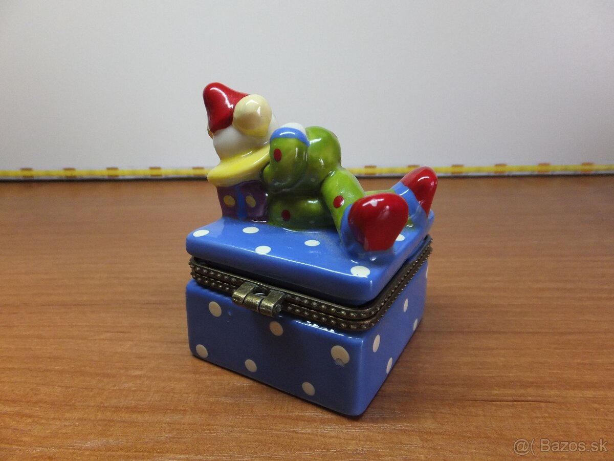 Starožitná pěkná porcelánová šperkovnice-klaun. - 4