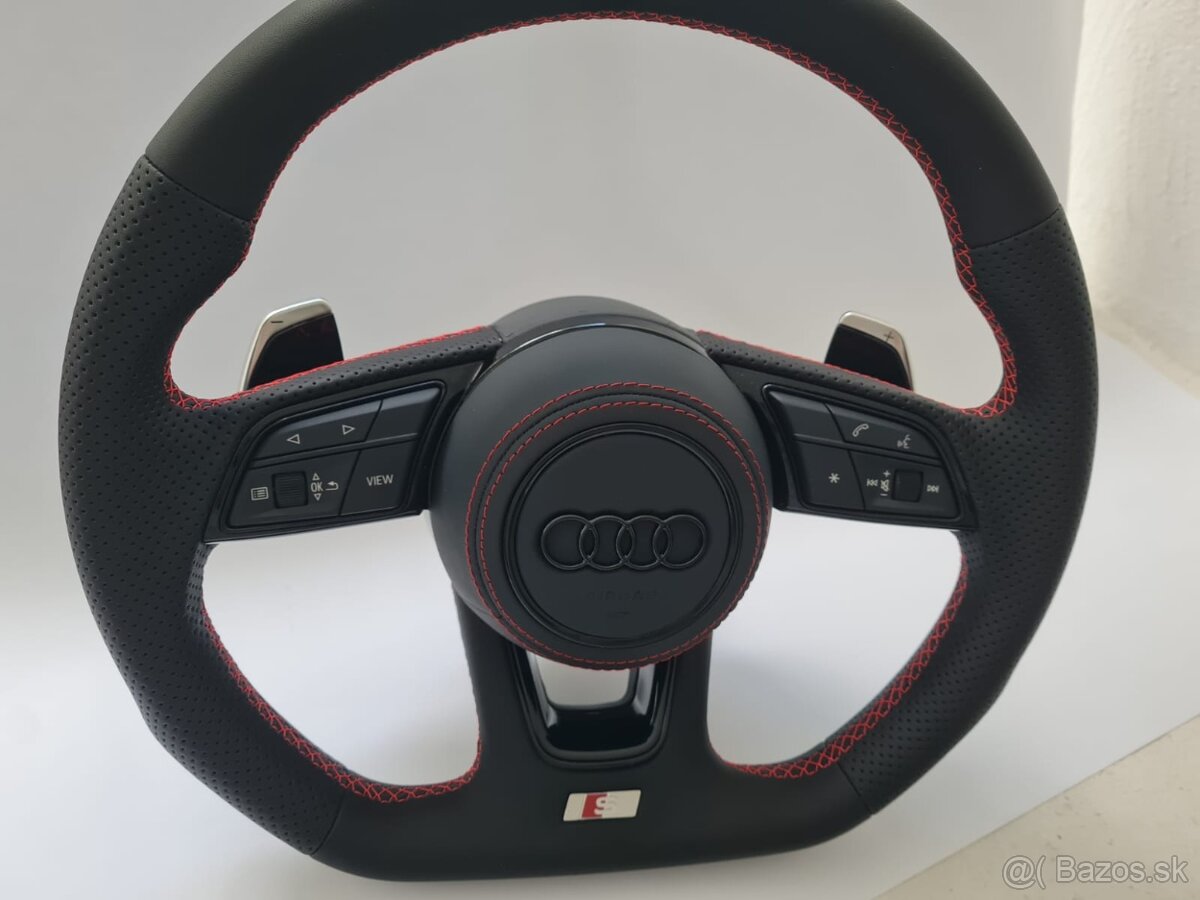 AUDI KOŽENÝ EXCLUSIVE ČERVENA NIT VOLANT + AIRBAG + F1 PADLA - 4