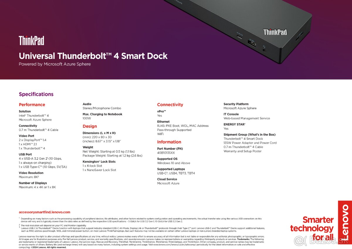 Lenovo ThinkPad Thunderbolt 4 Smart Dock (Core package) - 4