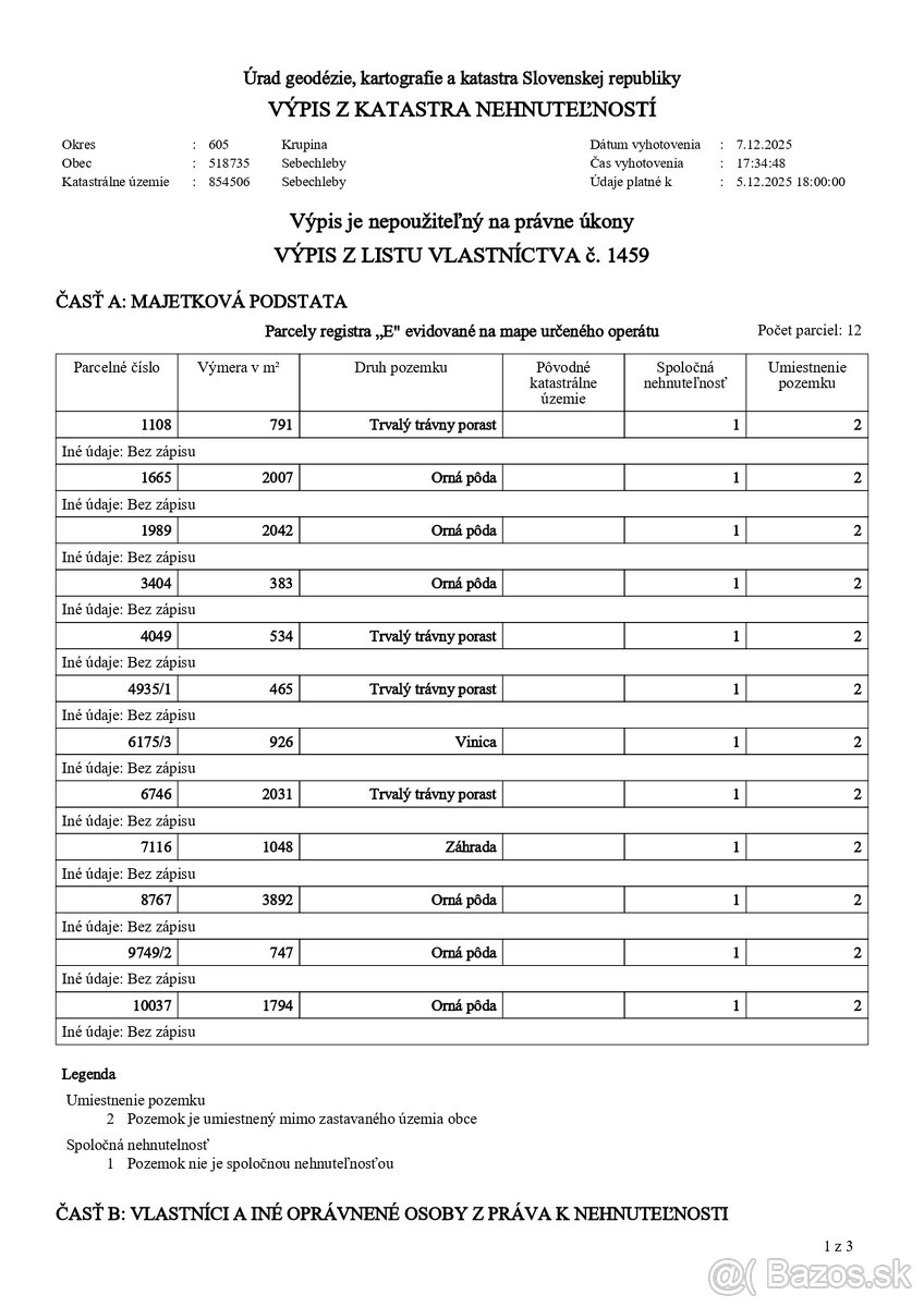Predám podiely na nehnuteľnostiach v k.ú. Sebechleby - 4
