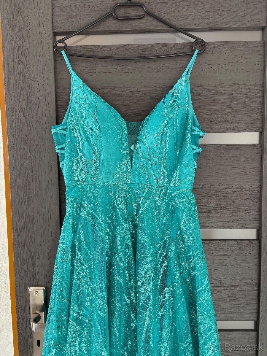 Zelené trblietavé šaty 38/M - 4