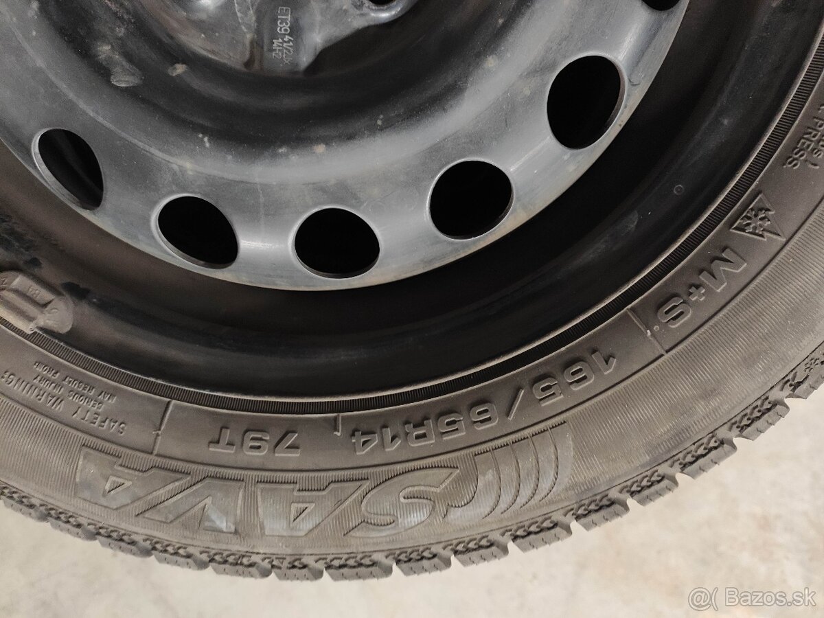 Zimné pneu R14 165/65, komplet kolesá s diskami a puklicami - 4