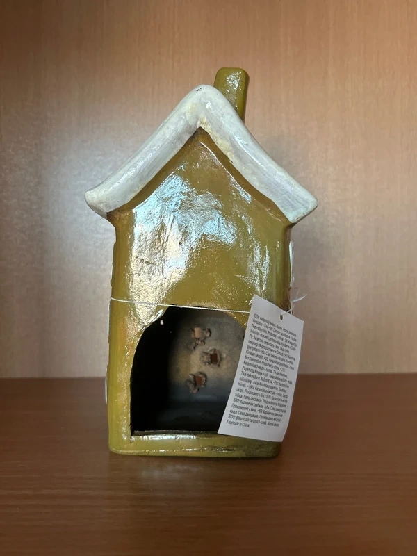 Keramický domček kaki-biely - 4
