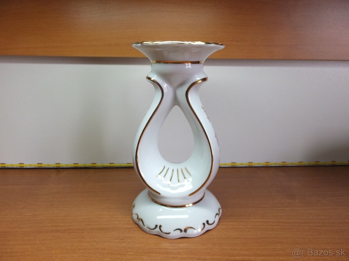 Luxusní porcelánový krásný svícen MZ Stará Role. - 4