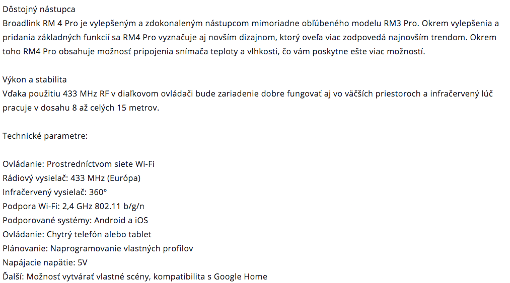 Ovládač BroadLink RM4 Pro / IR + 433Mhz smart ovládanie - 4